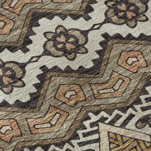 HomeRoots 8' Moroccan-Inspired Washable Round Rug in Taupe & Copper - Durable, UV Protected & Stylish Decor 672293