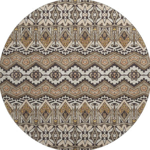 HomeRoots 8' Moroccan-Inspired Washable Round Rug in Taupe & Copper - Durable, UV Protected & Stylish Decor 672293