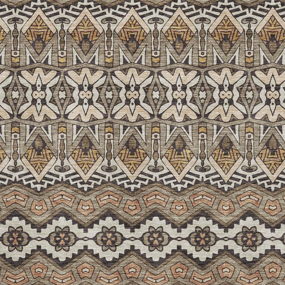 HomeRoots 8' X 10' Stylish Taupe Beige & Copper Moroccan Washable Area Rug with UV Protection for Homes 672294