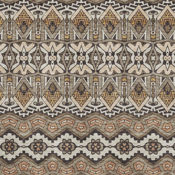 HomeRoots 8' X 10' Stylish Taupe Beige & Copper Moroccan Washable Area Rug with UV Protection for Homes 672294