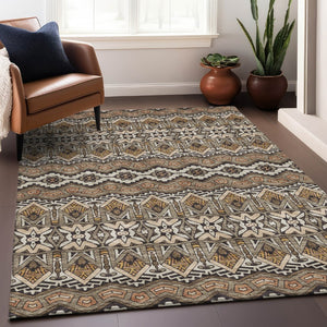 HomeRoots 9' X 12' Moroccan Washable Area Rug in Taupe and Copper - Durable, Stylish & Easy-Care for Homes! 672295