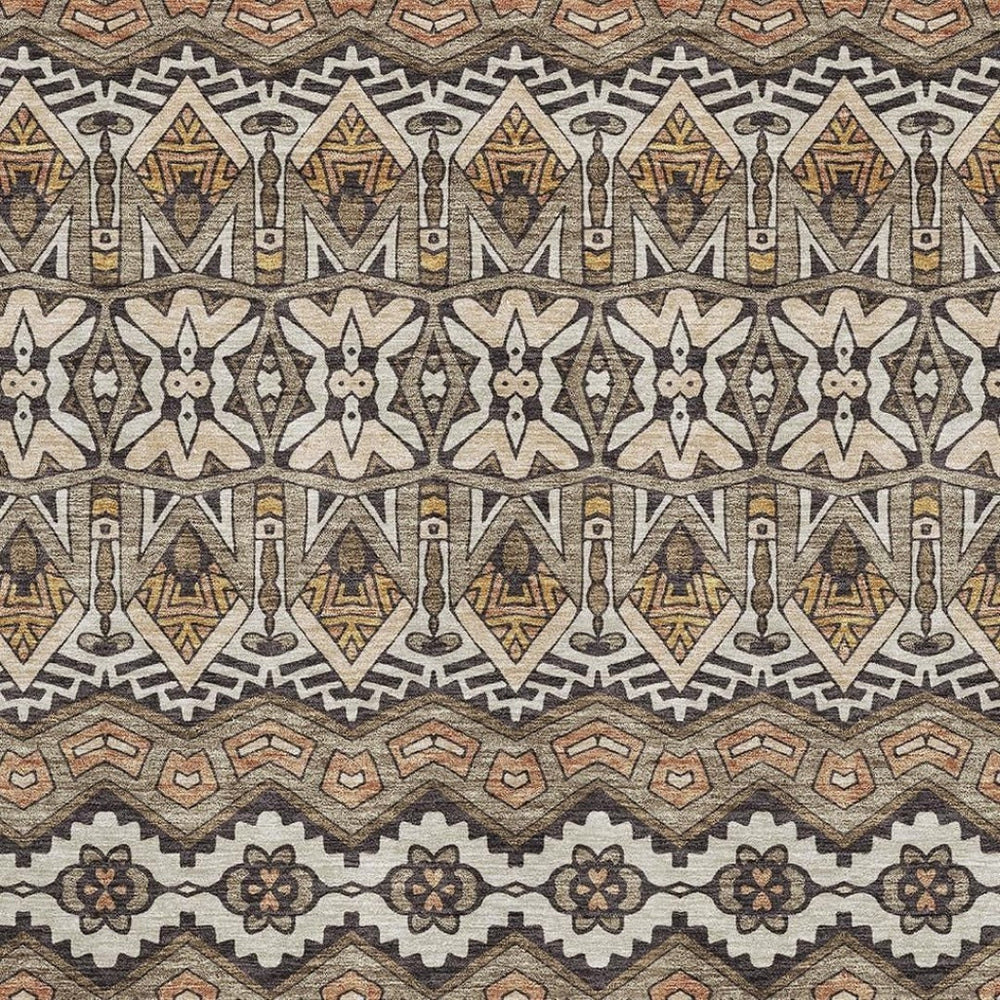 HomeRoots 9' X 12' Moroccan Washable Area Rug in Taupe and Copper - Durable, Stylish & Easy-Care for Homes! 672295