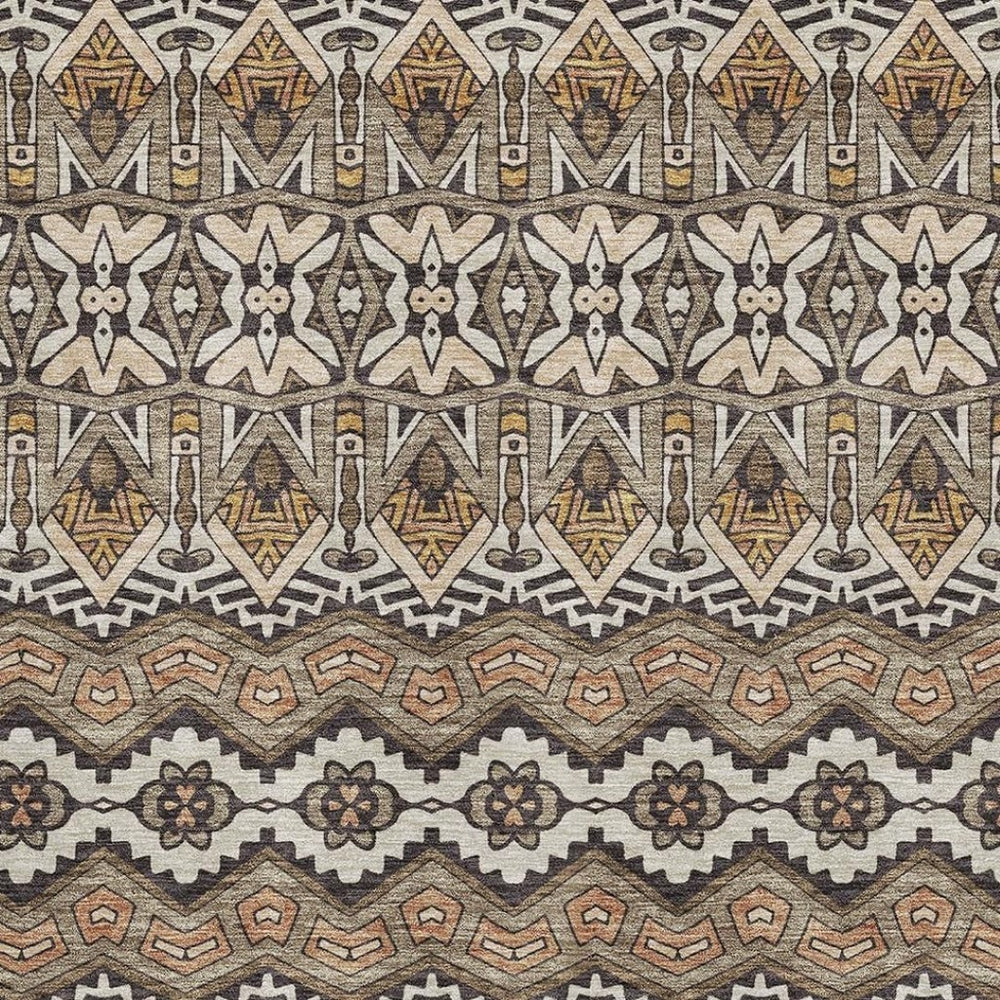 HomeRoots 10' Moroccan-Inspired Washable Area Rug in Taupe & Copper - Stain-Resistant, UV-Protected Elegance 672296
