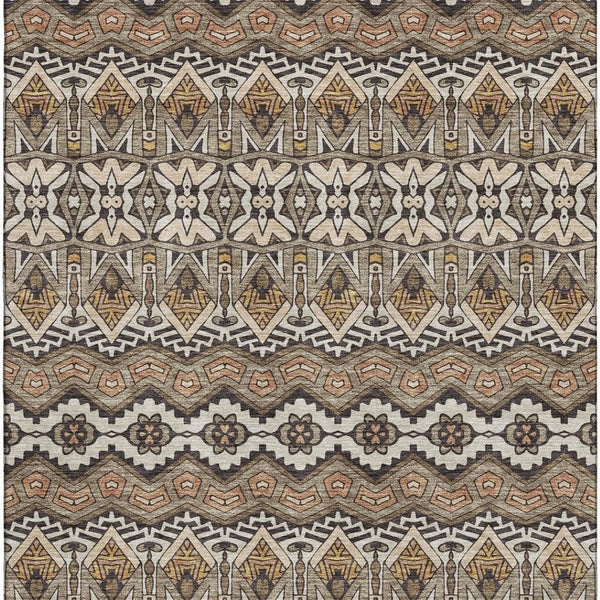 HomeRoots 10' Moroccan-Inspired Washable Area Rug in Taupe & Copper - Stain-Resistant, UV-Protected Elegance 672296
