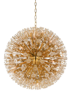 Wildwood Lolita Modern Regency Chandelier With Polished Brass & Crystal Flowers — 10-Light Hollywood Glam Fixture 26h x 26w x 26d 67230