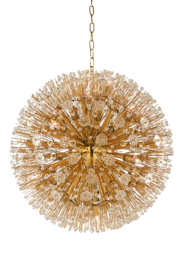 Wildwood Lolita Modern Regency Chandelier With Polished Brass & Crystal Flowers — 10-Light Hollywood Glam Fixture 26h x 26w x 26d 67230