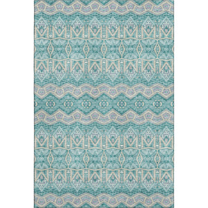 HomeRoots 8' X 10' Moroccan Area Rug in Teal, Beige & Ivory - Washable, UV-Protected, Stylish & Durable! 672300
