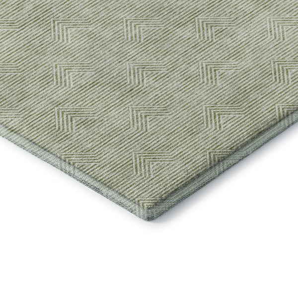 HomeRoots 8' X 10' Artichoke Green & Ivory Abstract Geometric Area Rug - Washable, UV-Protected & Durable Design 672306