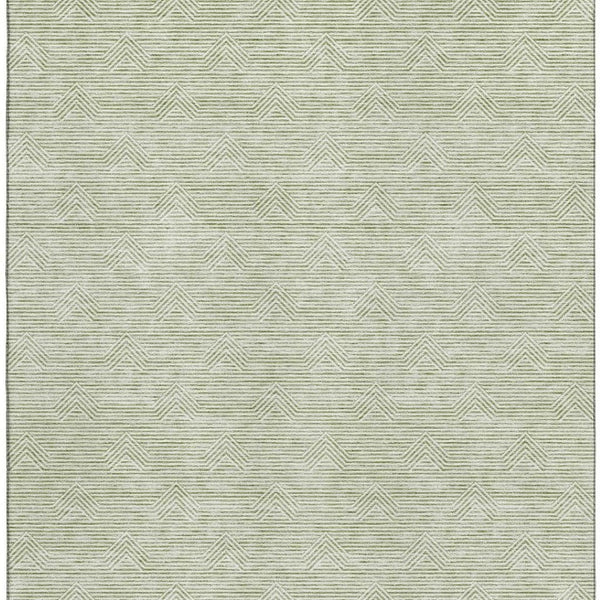 HomeRoots 8' X 10' Artichoke Green & Ivory Abstract Geometric Area Rug - Washable, UV-Protected & Durable Design 672306