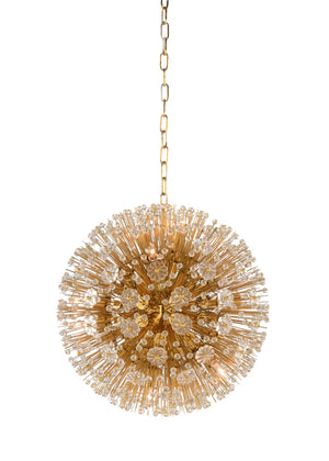 Wildwood Lolita Modern Regency Chandelier With Polished Brass & Crystal Flowers — 10-Light Hollywood Glam Fixture 20h x 20w x 20d 67231