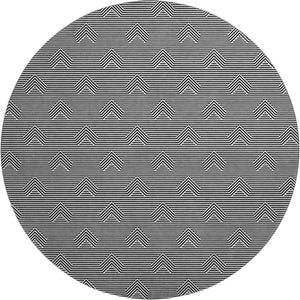 HomeRoots 8' Black And Ivory Abstract Geometric Washable Round Rug - Durable, UV-Protected Accent for Every Home 672311