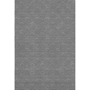 HomeRoots 8' X 10' Modern Black and Ivory Geometric Area Rug - Washable, UV Protected, Perfect for Families! 672312
