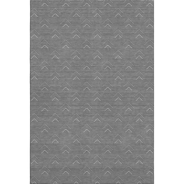 HomeRoots 8' X 10' Modern Black and Ivory Geometric Area Rug - Washable, UV Protected, Perfect for Families! 672312