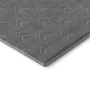 HomeRoots 8' X 10' Modern Black and Ivory Geometric Area Rug - Washable, UV Protected, Perfect for Families! 672312