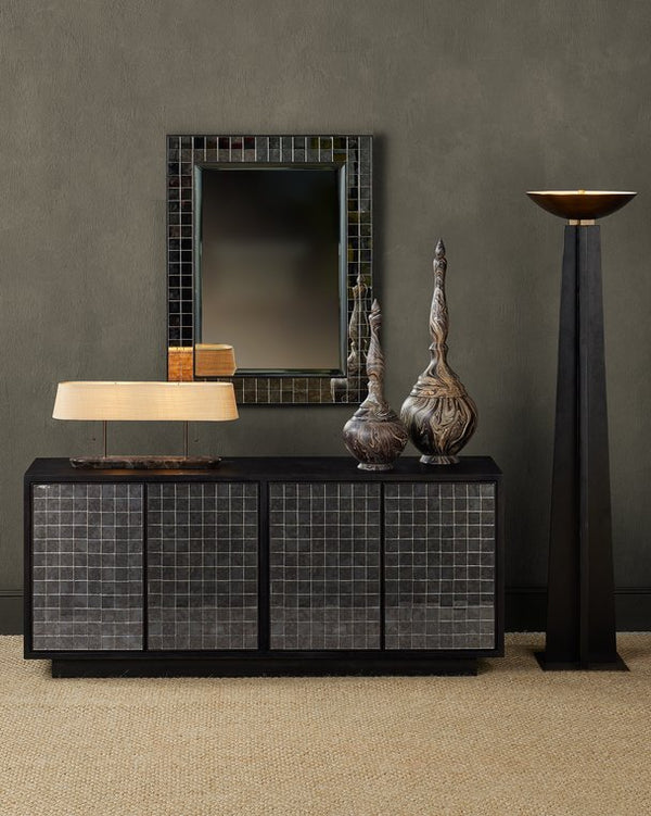 Currey & Company Mosaico Rectangular Mirror - Stunning Beveled Design In Antique Tiles, Perfect For Any Home Décor Ivory Mango Wood ,Glass 1000-0166-currey-company