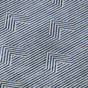 HomeRoots 8' Blue and Ivory Washable Round Rug - Modern Abstract Geometric Design with UV Protection & Durability 672317