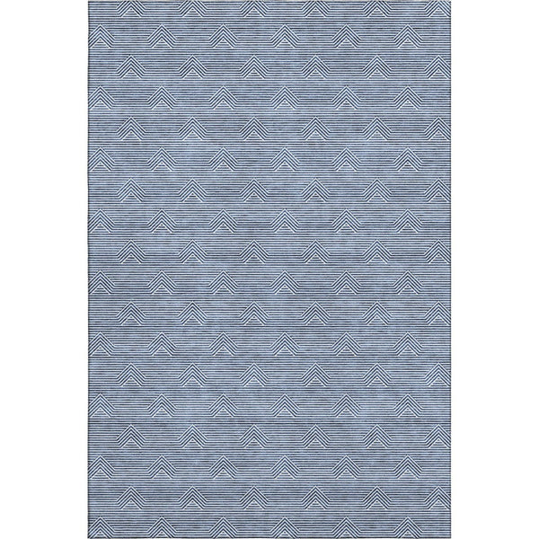 HomeRoots 8' x 10' Stylish Blue and Ivory Abstract Geometric Area Rug - Washable, Stain-Resistant, UV Protected! 672318