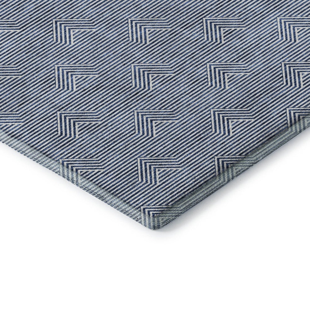 HomeRoots 8' x 10' Stylish Blue and Ivory Abstract Geometric Area Rug - Washable, Stain-Resistant, UV Protected! 672318