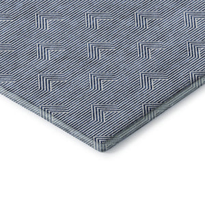 HomeRoots 8' x 10' Stylish Blue and Ivory Abstract Geometric Area Rug - Washable, Stain-Resistant, UV Protected! 672318