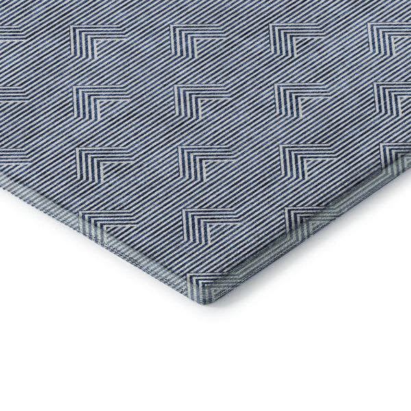 HomeRoots 8' x 10' Stylish Blue and Ivory Abstract Geometric Area Rug - Washable, Stain-Resistant, UV Protected! 672318