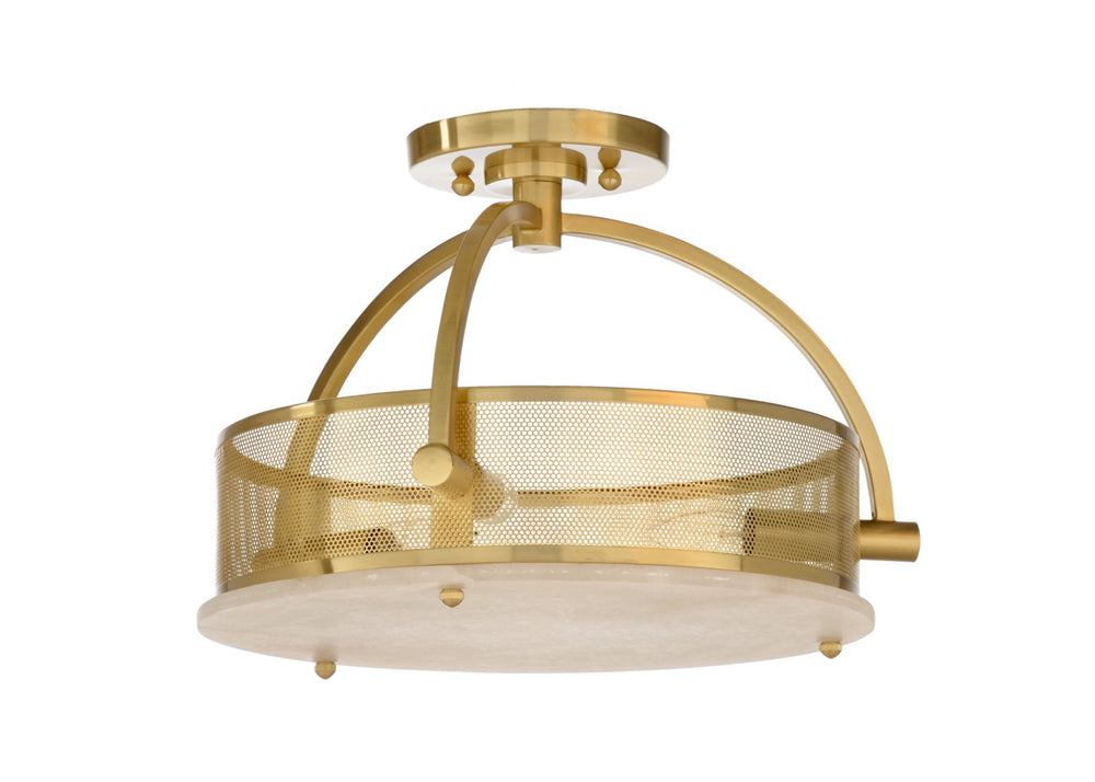 Wildwood Moon Deco Moon Ceiling Light Brass Antique-Alabaster Backlit Flush Mount Ambient Fixture For Living Rooms 67232