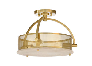 Wildwood Moon Deco Moon Ceiling Light Brass Antique-Alabaster Backlit Flush Mount Ambient Fixture For Living Rooms 67232