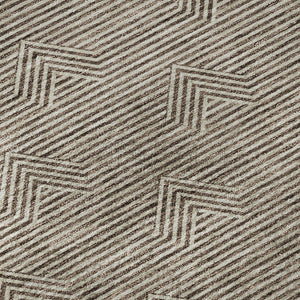 HomeRoots 8' Brown and Ivory Abstract Geometric Washable Round Rug - Stylish, Durable, UV-Protected Design! 672323