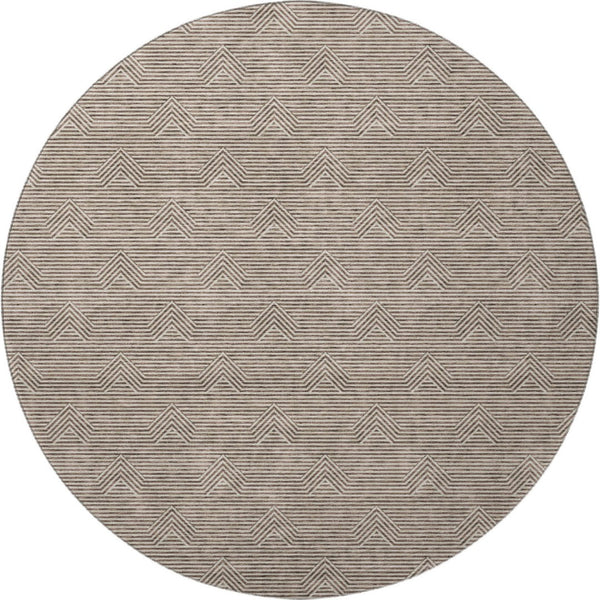 HomeRoots 8' Brown and Ivory Abstract Geometric Washable Round Rug - Stylish, Durable, UV-Protected Design! 672323