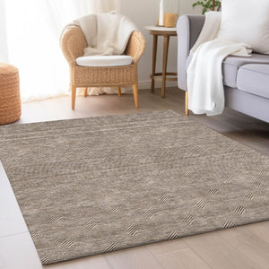 HomeRoots 9' X 12' Stylish Brown & Ivory Abstract Geometric Washable Area Rug with UV Protection & Easy Care 672325