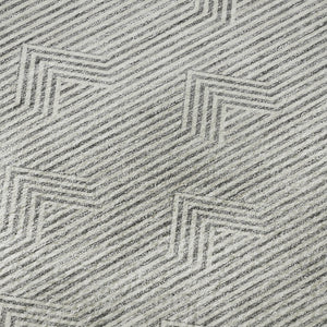 HomeRoots 8' Gray and Ivory Abstract Geometric Round Rug - Washable, UV-Protected, Stain-Resistant Design! 672329