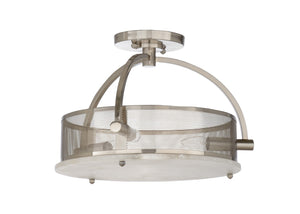 Wildwood Moon Alabaster Ceiling Light Nickel — Art Deco Floating Halo Fixture, 3-Light Ambient Glow For Foyers 67233
