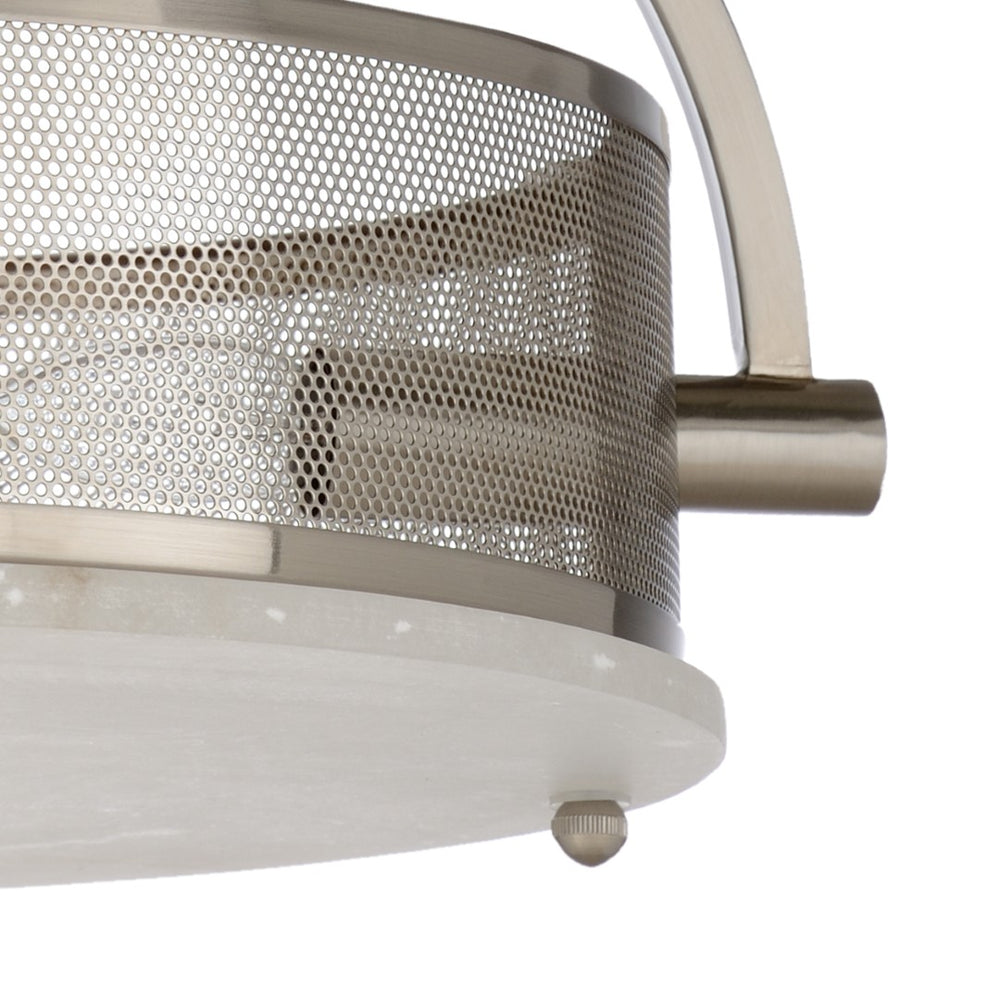 Wildwood Moon Alabaster Ceiling Light Nickel — Art Deco Floating Halo Fixture, 3-Light Ambient Glow For Foyers 67233