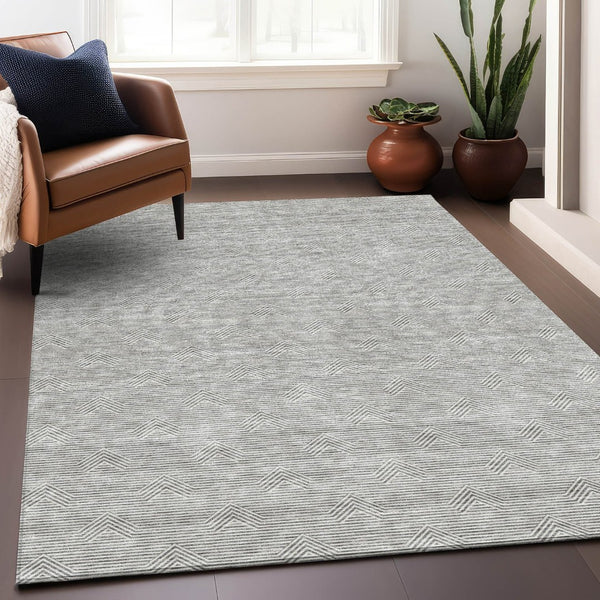 HomeRoots 10' Gray and Ivory Abstract Geometric Area Rug – Washable, UV-Protected, Durable Design for Modern Homes 672332