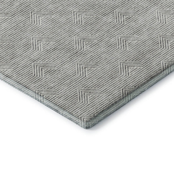 HomeRoots 10' Gray and Ivory Abstract Geometric Area Rug – Washable, UV-Protected, Durable Design for Modern Homes 672332