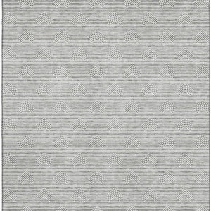 HomeRoots 10' Gray and Ivory Abstract Geometric Area Rug – Washable, UV-Protected, Durable Design for Modern Homes 672332