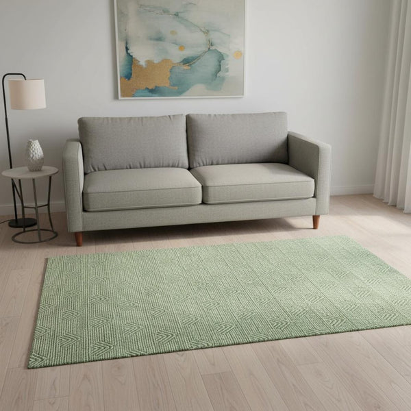 HomeRoots 5' X 8' Green and Ivory Modern Abstract Geometric Washable Area Rug with UV Protection & Durability 672334