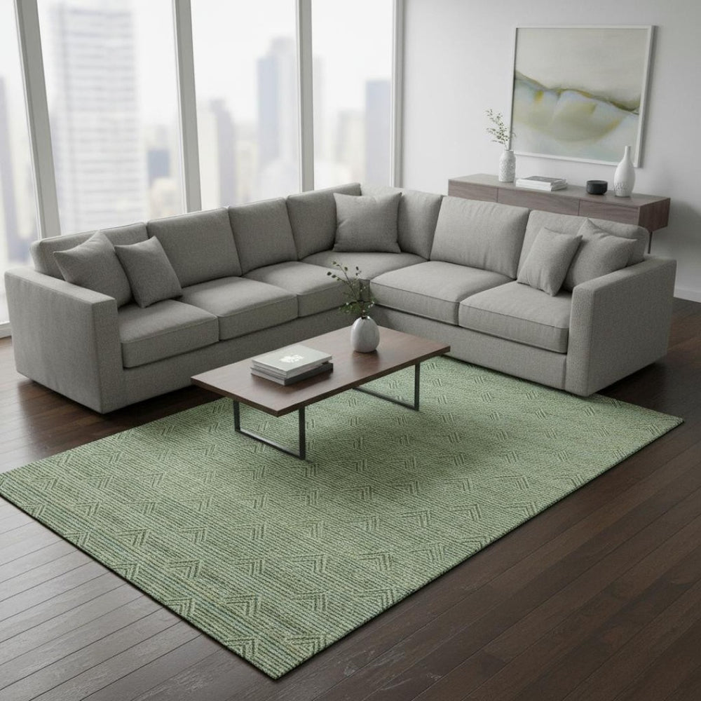 HomeRoots 8' X 10' Stylish Green and Ivory Abstract Geometric Washable Area Rug with UV Protection & Durability 672336