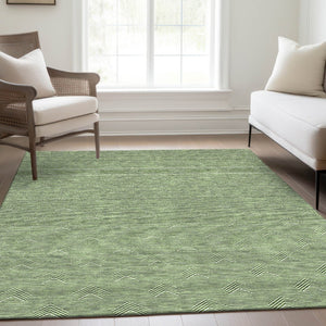 HomeRoots 8' X 10' Stylish Green and Ivory Abstract Geometric Washable Area Rug with UV Protection & Durability 672336