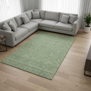 HomeRoots 9' X 12' Green and Ivory Abstract Geometric Washable Area Rug - Durable, Stylish, UV Protected Design 672337