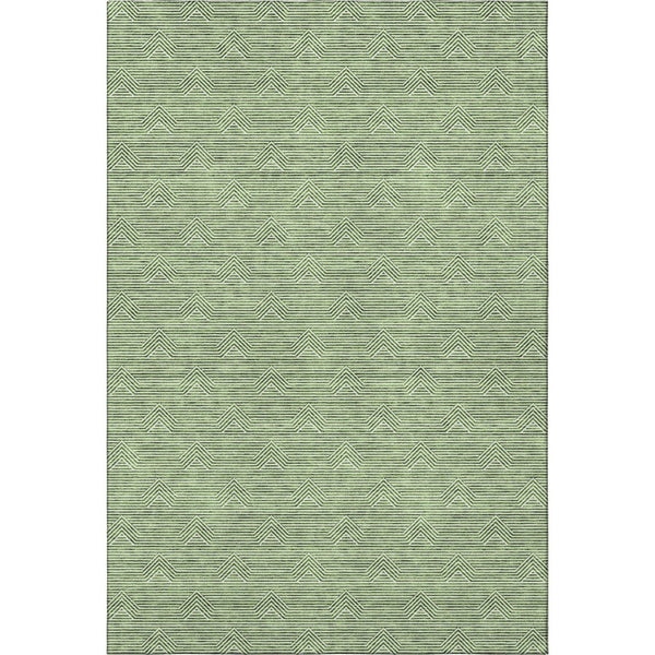 HomeRoots 9' X 12' Green and Ivory Abstract Geometric Washable Area Rug - Durable, Stylish, UV Protected Design 672337