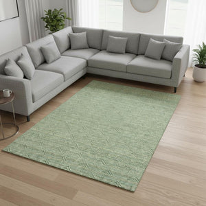 HomeRoots 10' Abstract Geometric Washable Area Rug in Green & Ivory - UV Protected, Stain Resistant & Durable! 672338