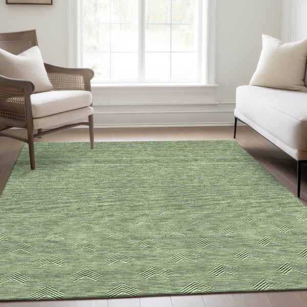 HomeRoots 10' Abstract Geometric Washable Area Rug in Green & Ivory - UV Protected, Stain Resistant & Durable! 672338