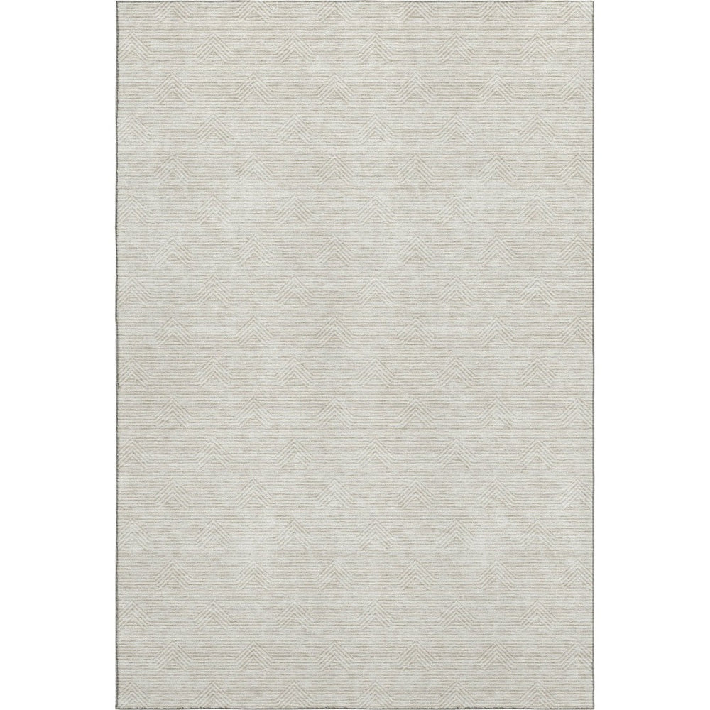 HomeRoots 5' x 8' Ivory and Beige Abstract Geometric Rug - Washable, Stain-Resistant, UV-Protected for Easy Care 672340