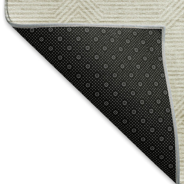 HomeRoots 5' x 8' Ivory and Beige Abstract Geometric Rug - Washable, Stain-Resistant, UV-Protected for Easy Care 672340