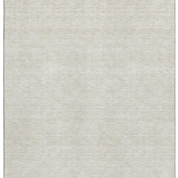 HomeRoots 5' x 8' Ivory and Beige Abstract Geometric Rug - Washable, Stain-Resistant, UV-Protected for Easy Care 672340
