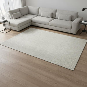 HomeRoots 8' X 10' Ivory and Beige Abstract Geometric Area Rug – Washable, UV Protected, Perfect for Busy Homes 672342