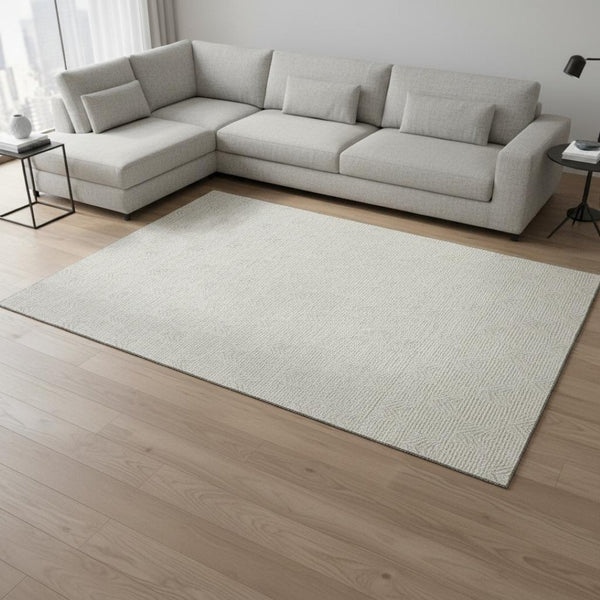 HomeRoots 8' X 10' Ivory and Beige Abstract Geometric Area Rug – Washable, UV Protected, Perfect for Busy Homes 672342