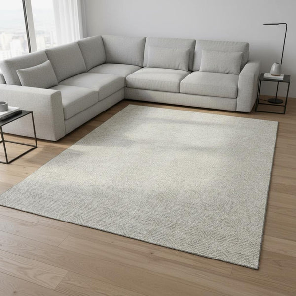 HomeRoots 9' X 12' Ivory And Beige Geometric Area Rug - Stylish, Washable & UV Protected for Family Spaces 672343