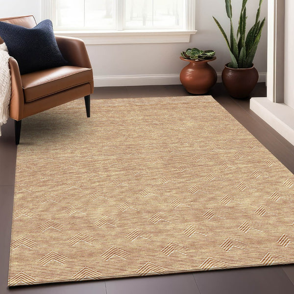 HomeRoots 5' X 8' Vibrant Orange and Ivory Abstract Geometric Washable Area Rug with UV Protection & Durability 672346