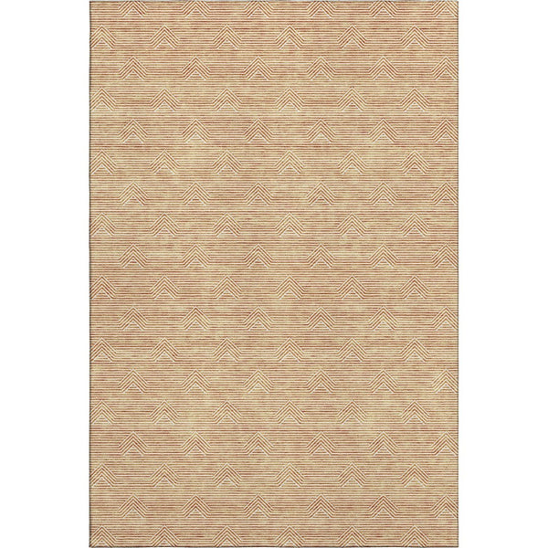 HomeRoots 5' X 8' Vibrant Orange and Ivory Abstract Geometric Washable Area Rug with UV Protection & Durability 672346